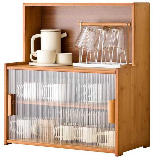 원목 미니찬장 빈티지 카페장 주방 찻잔 그릇장 수납, 업그레이드(브라운) 45형+칸막이