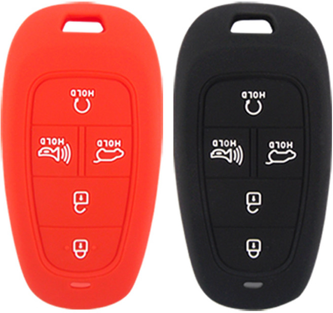 더조은셀러 현대 스타리아 팰리세이드 투싼 더 뉴 그랜저 2020그랜저 쏘나타DN8 넥쏘 카고 라운지 투어러 등 호환 스마트키 키홀더 실리콘 케이스 키링 5버튼 key-06B, 블랙