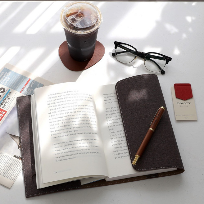 오브리즈 아테네 북커버, 1개, 피칸브라운