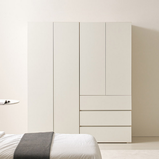 [초특가] 보루네오 오브제 LPM 키큰장_푸시 1600 옷장세트, 화이트 이불장세트