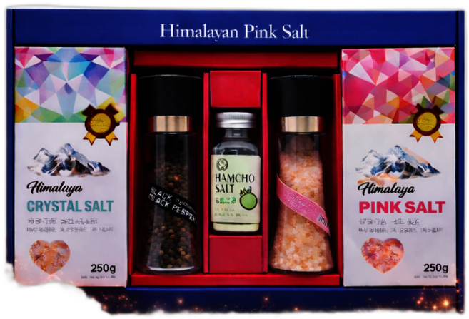 추석 설날 히말라야 핑크솔트+후추+함초소금 선물세트 그라인더포함 감사 선물용 답례 집들이 핑크소금, 1개