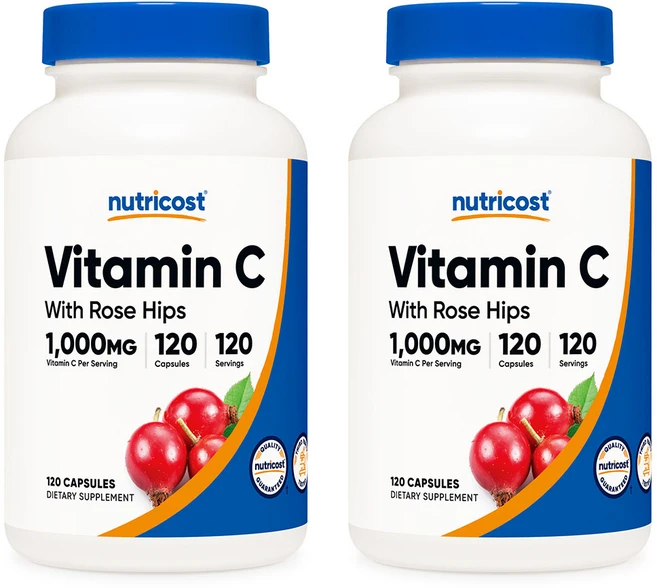 뉴트리코스트 비타민 C 로즈 힙 캡슐 1000mg, 120정, 2개 - 쿠팡