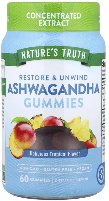 네이처스트루스 아슈와간다 구미 Ashwagandha 500mg 트로피컬 구미젤리 60개, 60회분 - 쿠팡