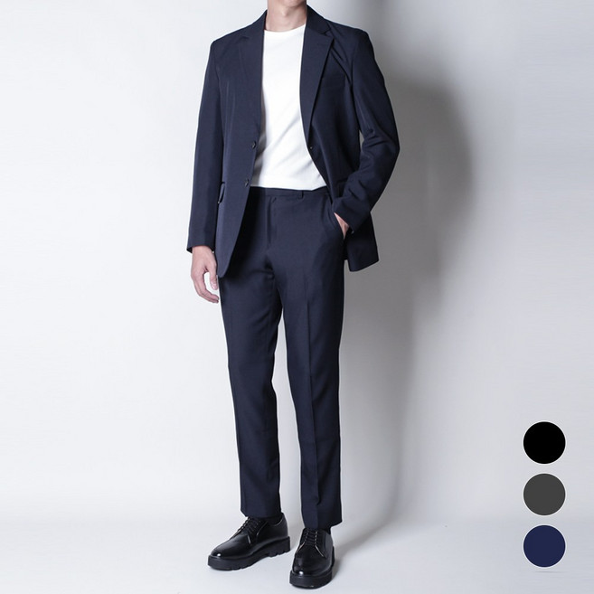 [디아웃핏]남자 히든밴딩 플렉스 정장세트 사계절 수트 캐주얼 기본 링클프리 하객룩 데이트 결혼식 웨딩 면접