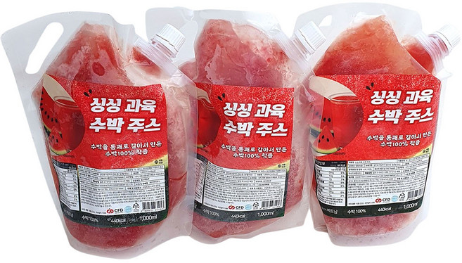 새마원 냉동 싱싱 과육 수박주스 수박 100% 착즙 땡모반 쥬스, 3개, 1kg