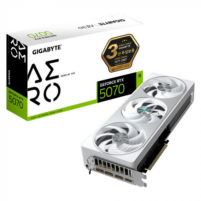 GIGABYTE 지포스 RTX 5070 AERO OC D7 12GB 제이씨현, GV-N5070AERO OC-12GD