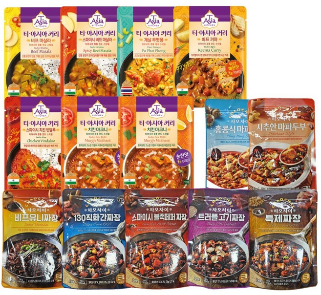 티아시아 커리 7개 + 차오차이 짜장 마파두부 7종 (총 14개) 체험팩, 1개