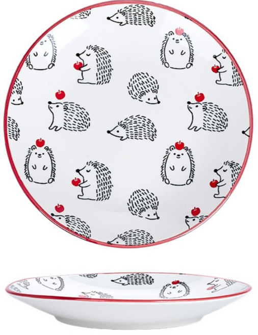 北歐陶瓷餐盤 精美淺盤, 童趣刺蝟, 1個