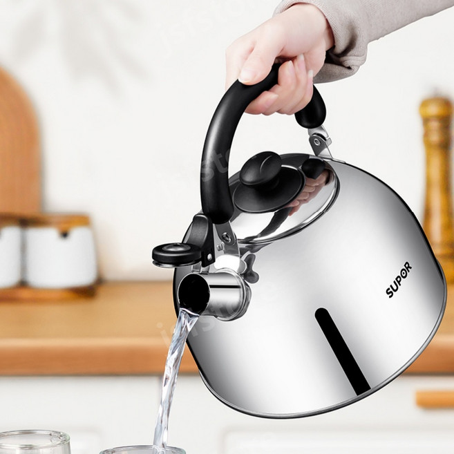 Supor 보리차주전자 가스 인덕션 하이라이트 가능 스텐 주전자, 3L, 1개