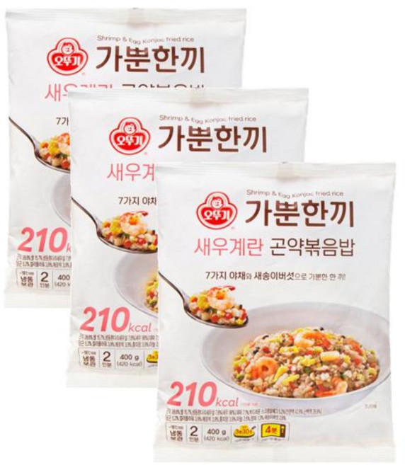 오뚜기 냉장_가뿐한끼 새우계란곤약볶음밥 400g 3개, 1세트