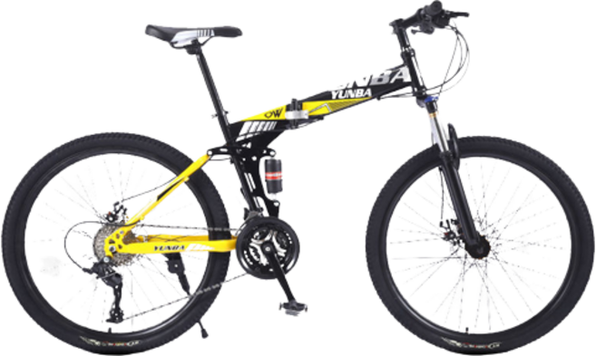 XFeng 접이식 MTB 자전거 21/26인치 여성남성공용자전거, 21단 24인치 엘로우-스포크 휠, 1개