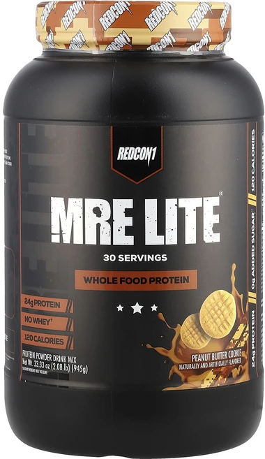 Redcon1 MRE Lite® 천연 식품 단백질 분말 땅콩버터 쿠키 945g(2.08lb), Redcon1MRELite천연식품단백질분말땅콩버터쿠키9, 945g, 1개 - 쿠팡