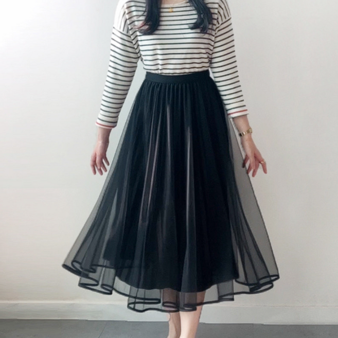 라라로엔픽 여리여리핏 플리츠 쉬폰 샤스커트