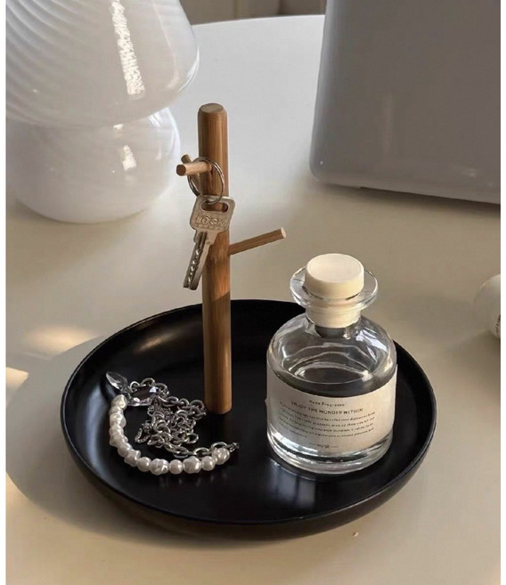 닷닷 차키 열쇠 악세사리 현관 정리 행거 심플 다용도 트레이, 블랙