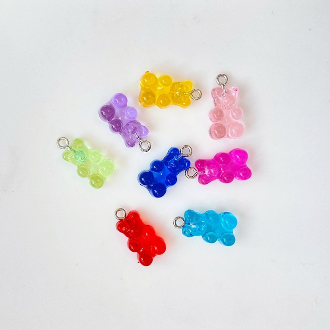 프로사부작 하리보 곰돌이 펜던트 10개세트 키링 비즈 악세사리 부자재 만들기 재료, 투명하리보/고리형, 하늘10개