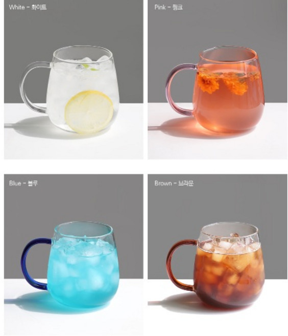 카페 홈카페 내열유리 유리컵 컬러 항아리 머그컵 350ml, 핑크 350ml, 1개