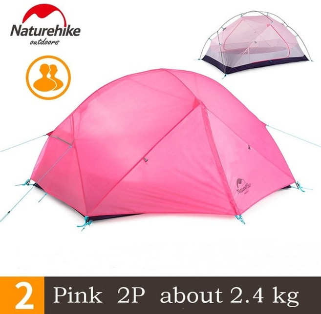 캠핑용품특별전 naturehike 210t mongar 2 3 people 방수 더블 레이어 야외 텐트 알루미늄 막대 회색 초경량 핑크 캠핑 텐트 매트 포함, 협력사, 2인분 핑크몽가르, 1개