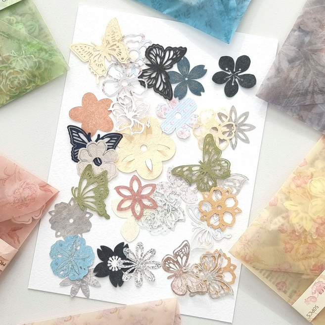 종이꽃 캘리그라피 페이퍼플라워 엽서 꾸미기 DIY 6종 세트, 혼합, 1박스