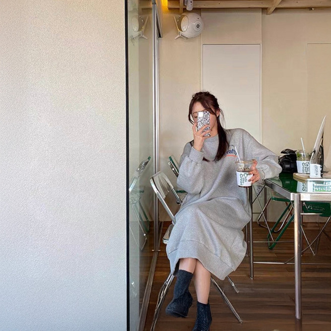 블랑루즈 셀럽 캐주얼 기모 롱 원피스