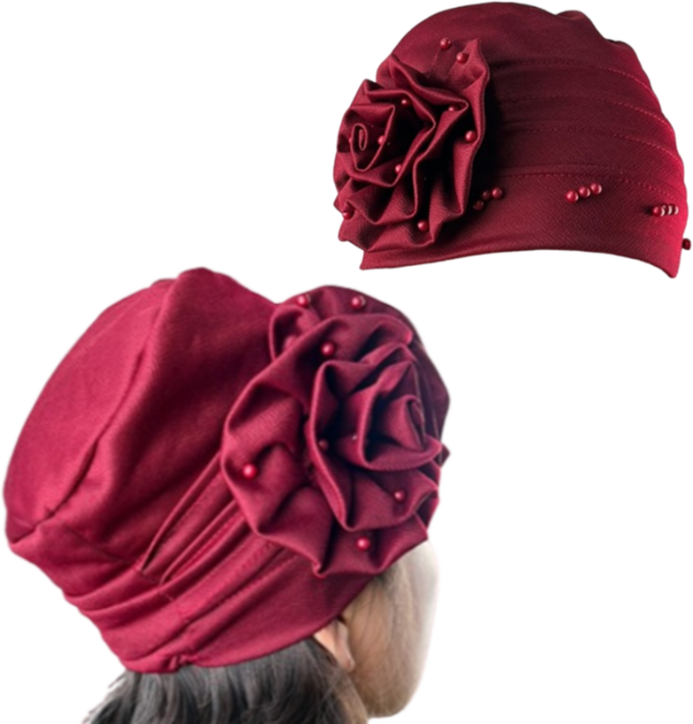 마루마켓_ 꽃과 비즈가 포인트 할머니 멋쟁이 모자 비즈 꽃모자 비니 할머니모자 헤어두건 여성두건