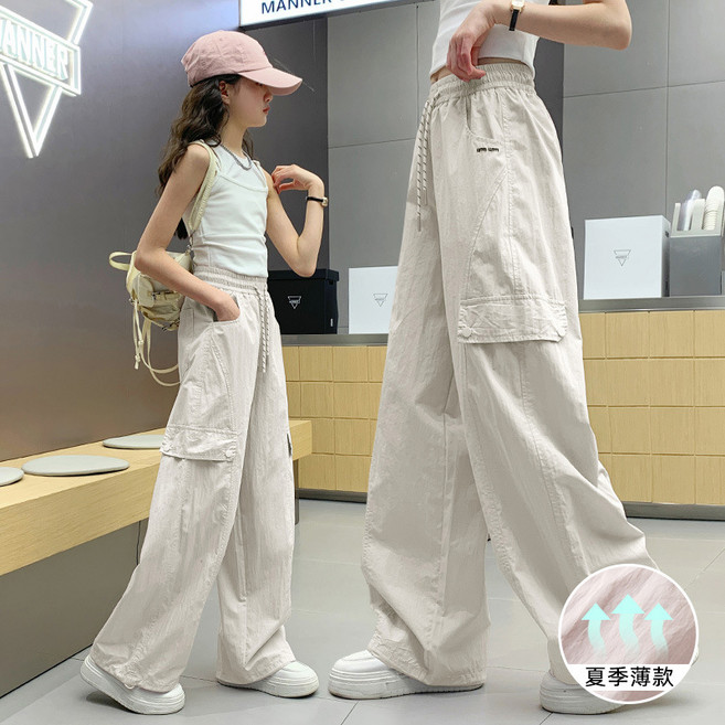 女童防蚊褲 夏季薄款兒童休閒長褲, 160cm