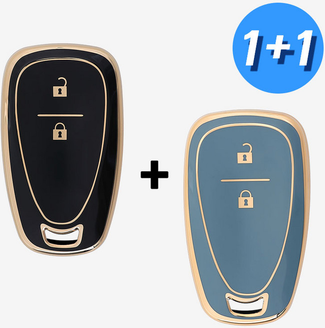 (1+1) 쉐보레 차 키케이스 키커버 쉐보레 호환 TPU, CHE-01(A타입), 블랙+그레이블루