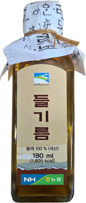 농협 국산 들기름 강원도 인제 전통식품 품질인증, 1개, 180ml