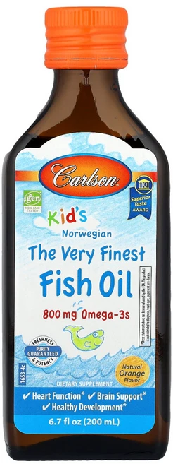 칼슨랩스 어린이용 노르웨이산 피쉬 오일 천연 오렌지 맛 200ml(6.7fl oz), CAR01653, 200ml, 1개 - 쿠팡