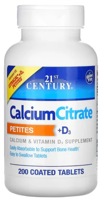 21st Century Calcium Citrate + D3 Petites 칼슘 시트레이트 플러스 D3 페타이트 200타블렛, 1개, 200정 - 쿠팡