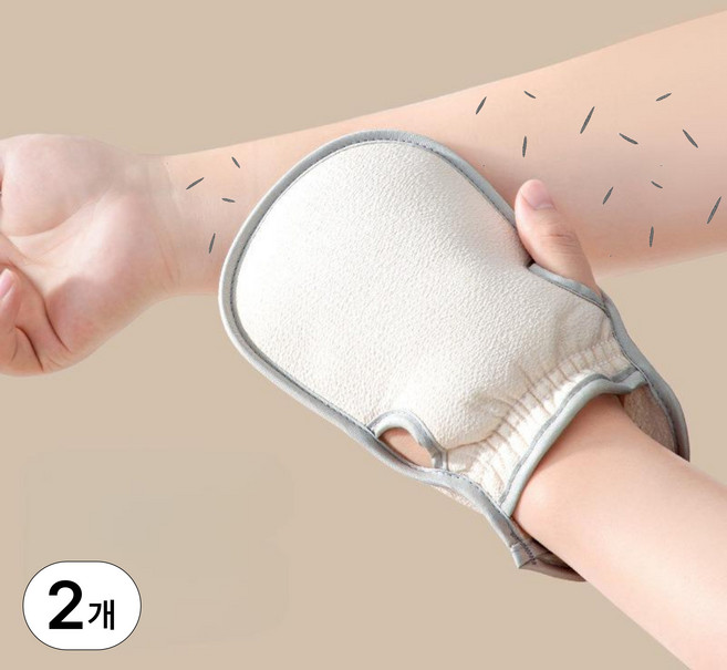 디뷰 부드러운 목욕 때밀이 장갑, 1세트, 2개입, 화이트