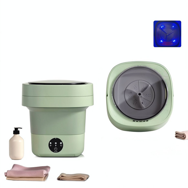 迷你全自動洗衣機 折疊式 智能定時洗脫一體, 芽綠, y1