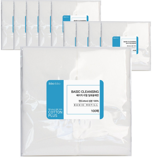 이뽀이뽀 식물성 섬유 100% 국산 베이직 일회용해면 L 100매 리필용 (1개/10개), 10개, 100매입