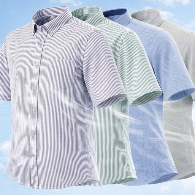 시원하고 구김없는 시어서커 반팔 와이셔츠 M~4XL 빅사이즈 지지미 원단 남자 남성 링클프리