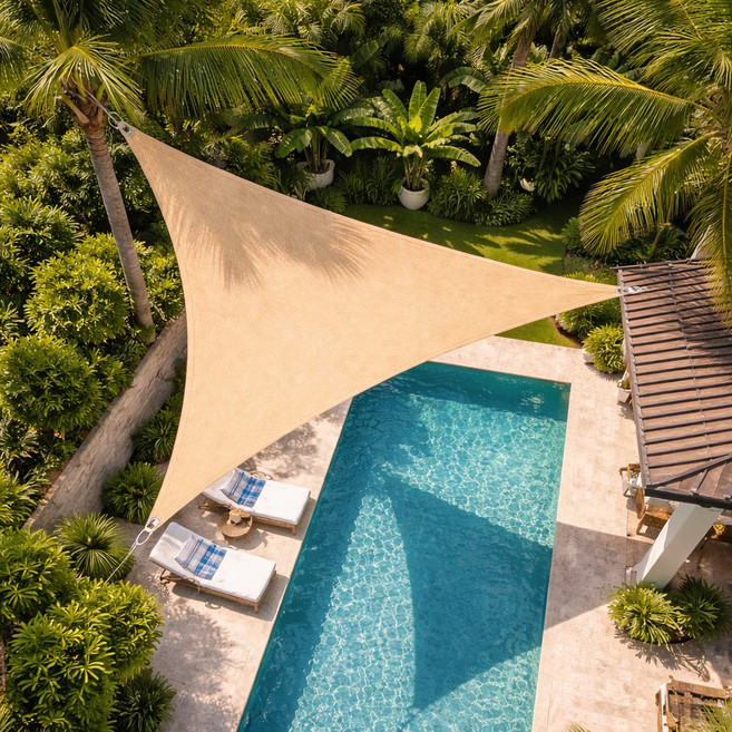 썬쉐이드 그늘막 차광막 천막 야외 옥상 햇빛 푸르네오 가림막 캠핑 타프 메쉬 삼각 사각 / 연베이지