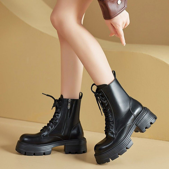 ANYOU 여자 빈티지 통굽워커 잘 어울리다 하이 6cm 구두