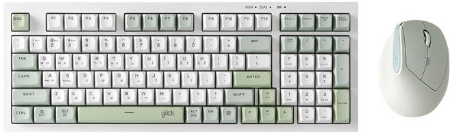 지클릭커 오피스프로 사일런스 무소음 무선 블루투스 98키 키보드 버티컬 마우스 세트, 그린위치, WMK600 98키, 일반형
