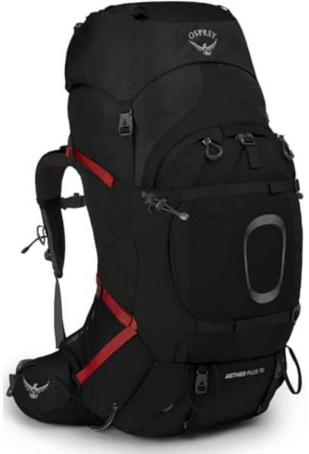 오스프리 에더 플러스 70L 남성용 배낭 액소 그린 S/M, 검정