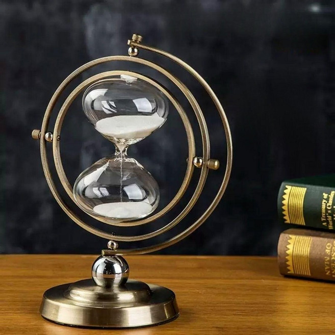 가볍고 고급스러운 고급 금속 지구본 모래시계 3D 입체 데스크탑 탁상시계 18종, H.클래식트럼펫스피닝15분