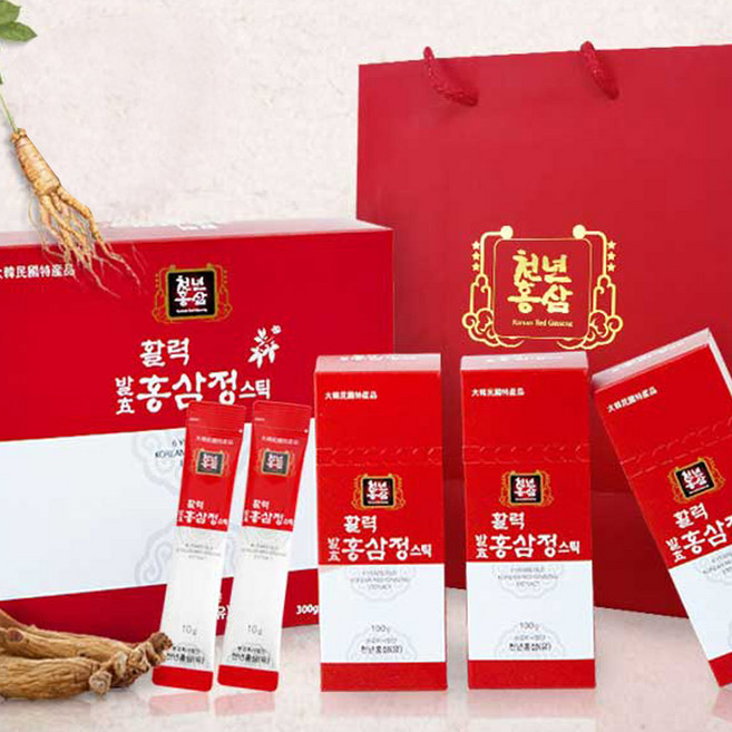 인포벨 천년홍삼 활력 발효 홍삼정 스틱 6년근 홍삼 즙 진액 농축액 엑기스 액기스 진액 홍삼정 스틱 30포, 1개