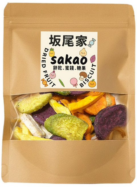 sakao坂尾家 綜合蔬菜脆片 酥脆爽口 多種蔬菜 健康零食, 95g, 1個