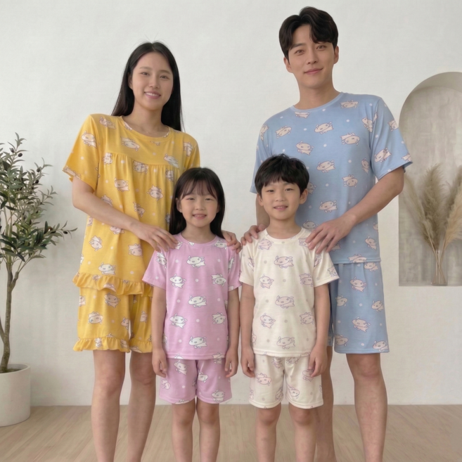 별별모아 여름 가족 커플 냉장고잠옷 냉감 빅사이즈 파자마 홈웨어