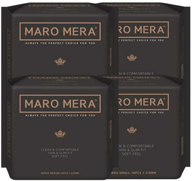 마로메라 순면 날개형 생리대 소형 16p 2팩 + 중형 16p 2팩, 1개