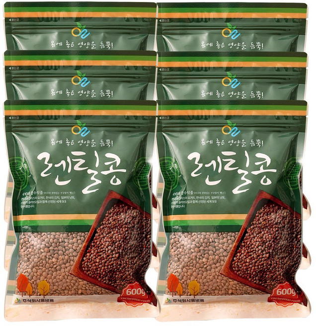 캐나다산 렌틸콩 600g x 6봉, 단품