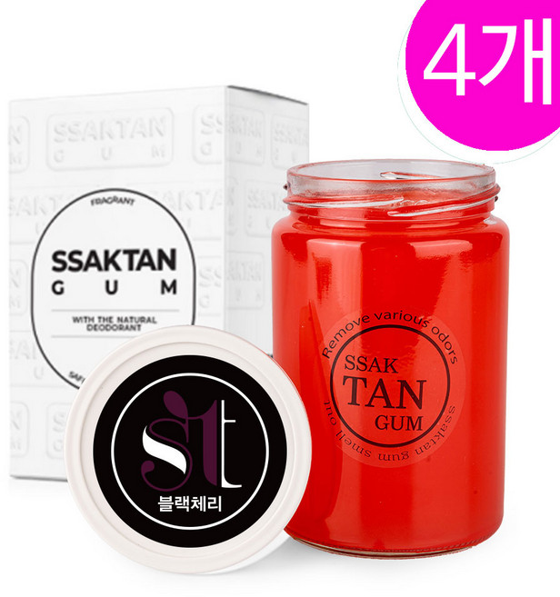 싹탄 360 시트러스향 실내 강력 고체 자동차 차량용 담배 냄새 제거 탈취제 방향제, 4개, 360ml