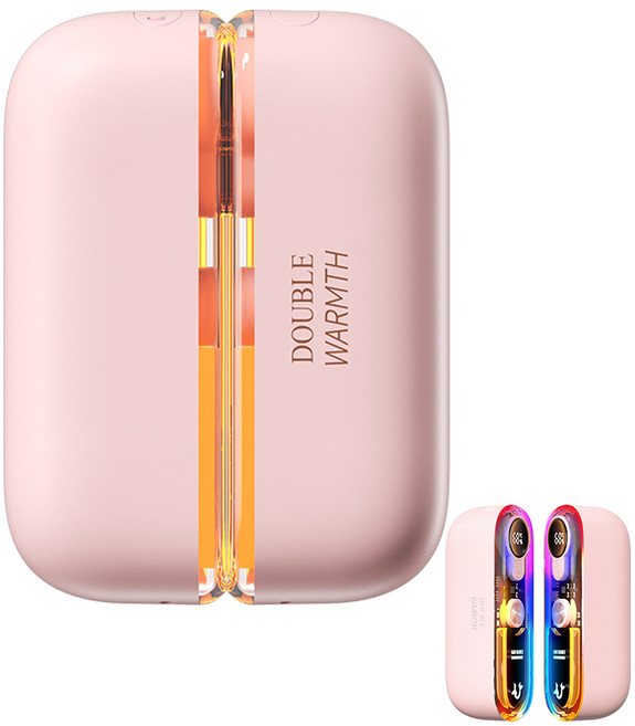 Cygoah 휴대용 충전식 손난로 마그네틱 듀얼 전자 핫팩 과열 보호 1.8초 초고속 가열 4단 온도 조절 무드등, 핑크, JF310