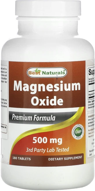 Best Naturals 산화 마그네슘 500mg 180정, BestNaturals산화마그네슘500mg180정, 1개 - 쿠팡