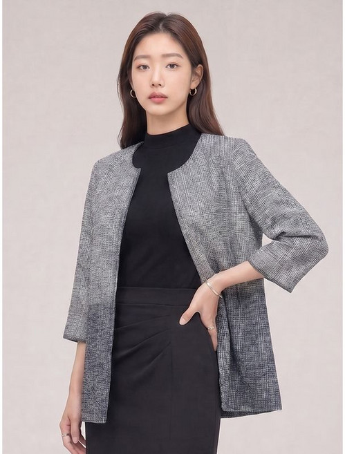 크로커다일레이디 네이비 폴리 블랙 가디건자켓 CLCMJK103
