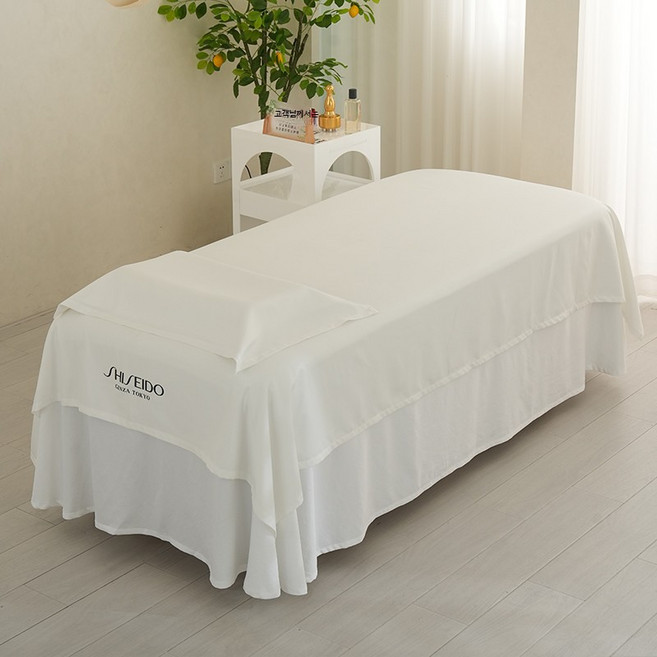 마사지침대 미용베드 커버 시트 코튼 면 패드 피부관리 샵 배드 시트, 화이트