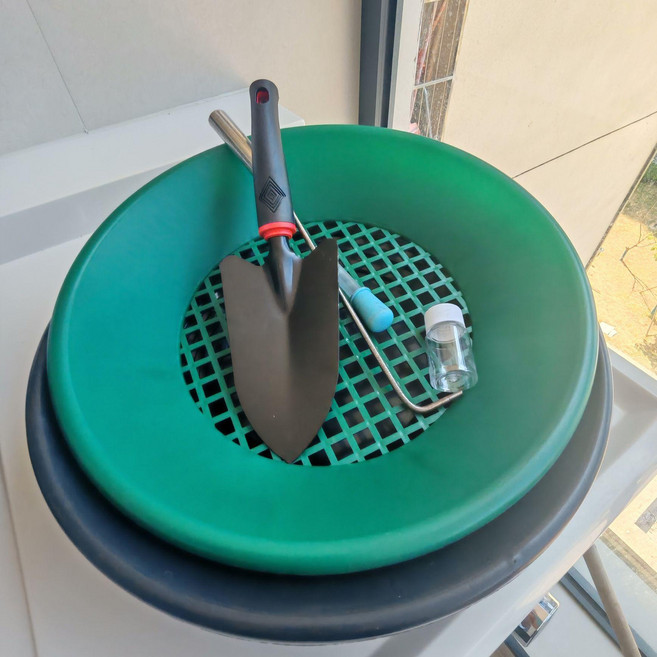 패닝 접시 사금 슬루이스 계곡 채취도구 채취 장비, 블랙 5종 세트+그린 체