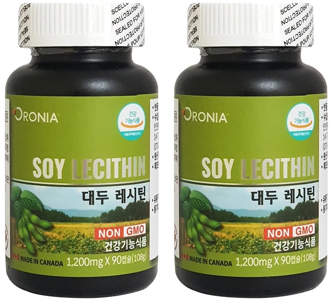 오로니아 대두레시틴 90캡슐 총 2통 / 콜레스테롤개선 식물성인지질, 90회분, 2개 - 쿠팡